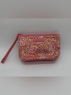 Small VERA BRADLEY Mesh Sequin Camocat Pink Leopard Wristlet
